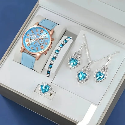 Aurora Blue Luxury Jewelry & Watch Set - TZ