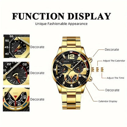 Royal Golden Prestige Set – Watch, Bracelet, Ring & Necklace - TZ
